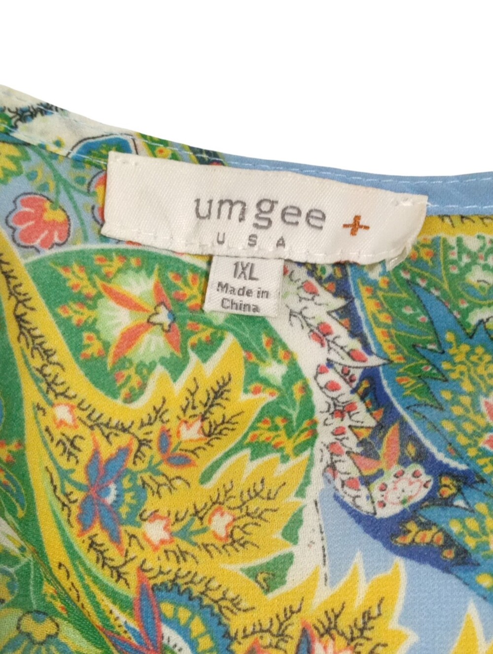 Umgee Floral Paisley Handkerchief Sleeve Tassel Hem Kimono Layer Piece Sz 1XL - Picture 3 of 9